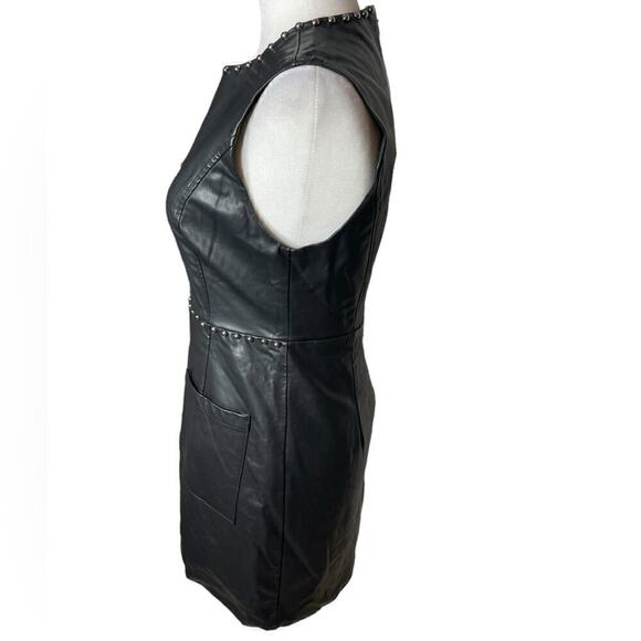 Forever 21 Black Faux Leather Dress with Studs Size Small Petite NWT - Picture 3 of 11